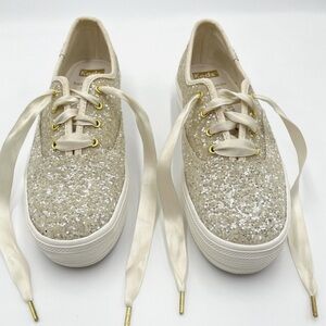 Kate Spade Keds Glitter Sparkle Sneakers Lace Up Wedding Bride